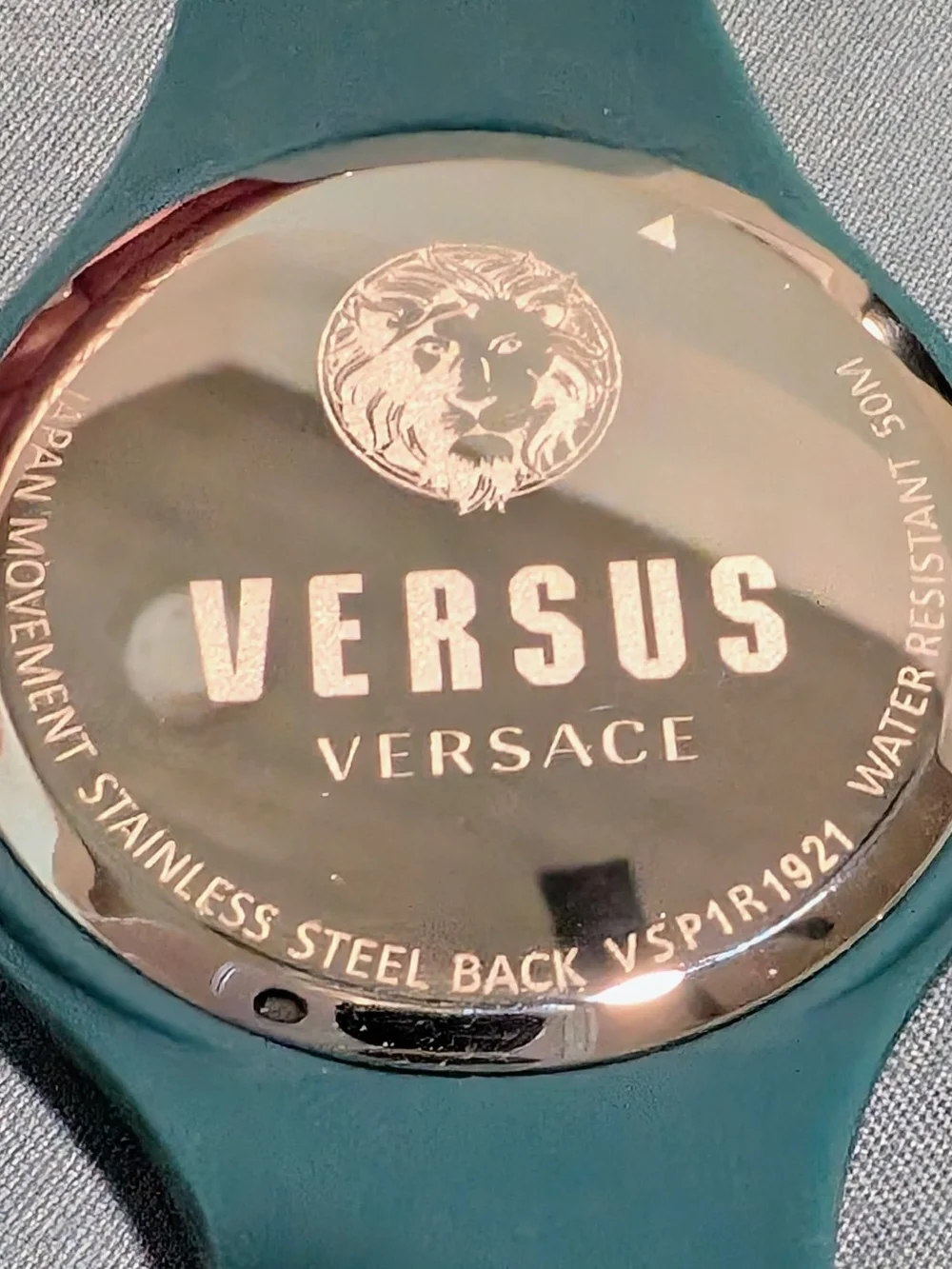 Versus Versace Teal Silicone Watch with Gold Backing